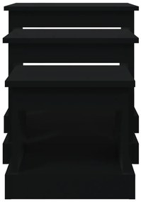Mesas de centro 3 pcs derivados de madeira preto