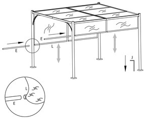 Pérgola jardim telhado retrátil 3x3m 180 g/m² cinza-acastanhado
