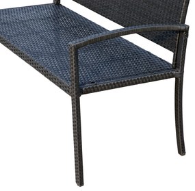 Banco Jardím Lounge Cadeira 2 Lugares Móveis para Jardím Exterior Terraço 2 Lugares Rattan Sintético Carga 320kg 122x60x87cm Estrutura Aço