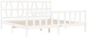 Cama sem colchão 200x200 cm madeira de pinho maciça branco