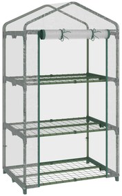 Outsunny Estufa de Jardim com 3 Prateleiras Metálicas e Porta Enrolável Estufa de Varanda Exterior para Cultivo de Plantas Flores 69x49x125cm Transparente