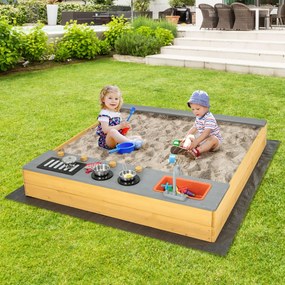 Caixa de areia de madeira para crianças dos 3 aos 8 anos com acessórios natural