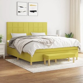 vidaXL Cama com molas/colchão 180x200 cm tecido verde-claro