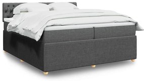 vidaXL Cama com molas/colchão 200x200 cm tecido cinzento-escuro