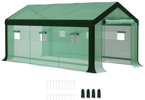 Estufa Tipo Túnel 6x3x2,8 m Estufa de Exterior com 6 Janelas Cobertura