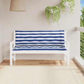 vidaXL Almofadões p/ banco jardim 2 pcs 150x50x7 cm tecido azul/branco
