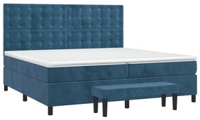 Cama com molas/colchão 200x200 cm veludo azul-escuro