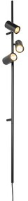 Candeeiro de parede preto com interruptor de pé 3 luzes - Jeana Luxe Moderno