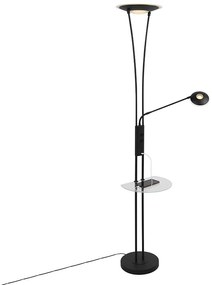 Candeeiro de pé preto com braço de leitura incl. LED e porta USB - Sevilla Moderno