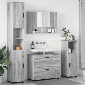 vidaXL Conjunto de Móveis para Banheiro 4 pcs Sonoma cinzento
