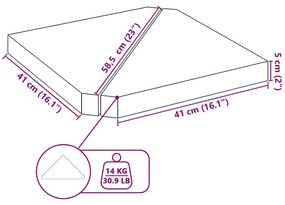 Placas peso guarda-sol triangulares 2 pcs granito 14kg cinzento