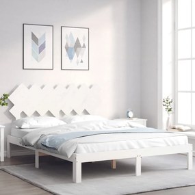 Cama sem colchão 140x200 cm madeira de pinho maciça branco