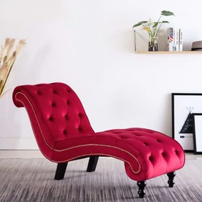 Chaise longue em veludo vermelho