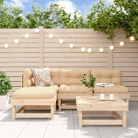5 pcs conjunto lounge jardim com almofadões madeira maciça