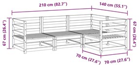 4 pcs conjunto sofás de jardim madeira de pinho castanho cera