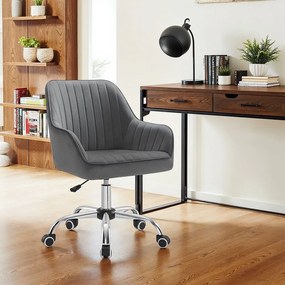 Cadeira de escritório giratória com revestimento em veludo, estofamento em espuma 64 x 62 x (80-90) cm cinza