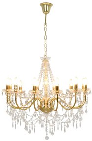 Lustre com contas lâmpadas 12 x E14 dourado