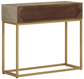 Mesa consola 90x30x76 cm madeira de mangueira maciça e ferro