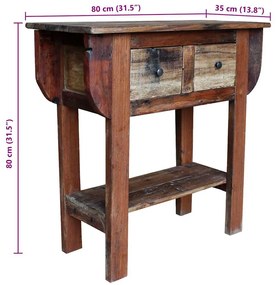 Mesa consola 80x35x80 cm mistura de madeiras recicladas