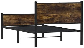 Estrutura de cama sem colchão 107x203 cm metal carvalho fumado
