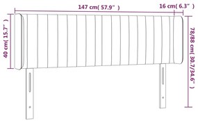 Cabeceira cama c/ luzes LED veludo 147x16x78/88 cm cinza-claro