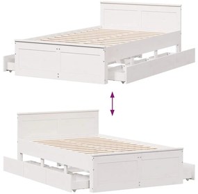 Cama sem colchão com cabeceira 120x190 cm pinho maciço branco