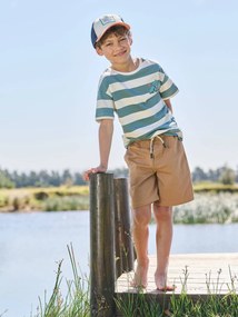 Bermuda em sarja para menino camelo