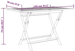 Mesa de jardim dobrável 120x70x75 cm teca maciça cinzento