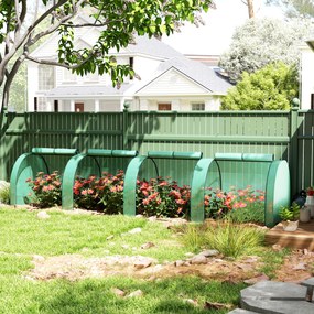 Mini estufa de jardim para tomates, 4 x 1 x 0,80 m, em aço com revestimento de PE anti-UV, 4 portas com fecho de correr enroláveis, verde