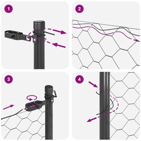 Conjunto de Cercas Conjunto de 2 Cinza Metal 25 x 1,2 m Durável