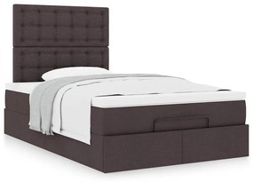 Estrutura de cama otomana com colchão 120x190cm castanho escuro