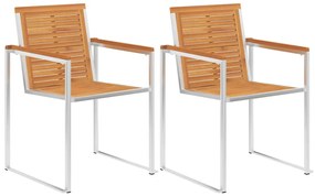 Cadeiras de jardim com almofadões 2 pcs acácia maciça e aço