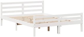 Cama sem colchão 135x190 cm madeira de pinho maciça branco