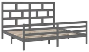 Estrutura de cama 200x200 cm madeira de pinho maciça cinzento