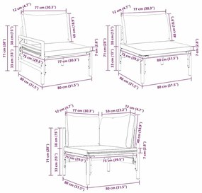 Conjunto de Sofá de Jardim 8 pcs Cinzento-escuro Aço