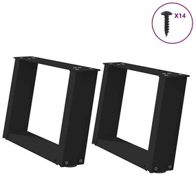 Pés para mesa de centro em formato de U, 2 peças, preto, 50x(30-31) cm
