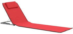 Colchões de praia dobráveis 2 pcs aço e tecido vermelho