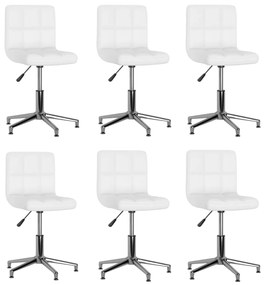 vidaXL Cadeiras de jantar giratórias 6 pcs couro artificial branco
