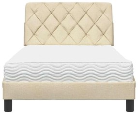 Cama com colchão 100x200 cm tecido cor creme
