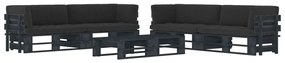vidaXL 6 pcs conj. lounge paletes c/ almofadões pinho impregnado preto