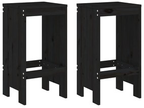 3 pcs conjunto de bar para jardim pinho maciço preto