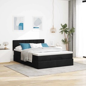 Cama otomana com colchão 140x200 cm tecido preto