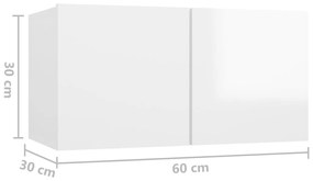 Conjunto de 5 Móveis de Parede de TV Beja M - Branco Brilhante - Desig