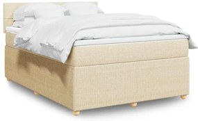 vidaXL Cama com molas/colchão 160x200 cm tecido cor creme