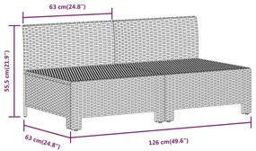 8 pcs conjunto lounge de jardim c/ almofadões vime PE cinzento