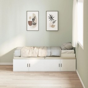 Cama de Armazenamento Branca 100x200 cm