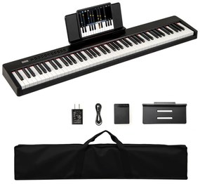 Teclado de piano de tamanho completo com 88 teclas e sensível à velocidade com múltiplas fontes de áudio MIDI Pedal Atri Preto