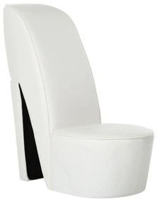 vidaXL Cadeira estilo sapato de salto alto couro artificial branco
