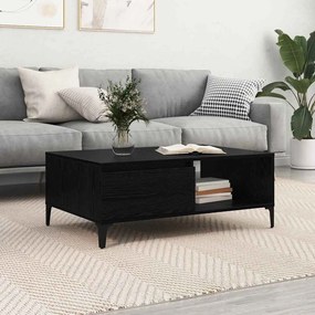 vidaXL Mesa de centro com prateleira com armazenamento com porta Carvalho preto 90 x 60 x 35 cm