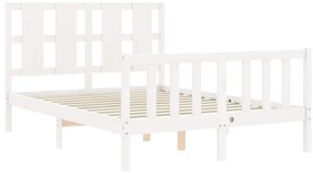 Cama sem colchão 120x200 cm madeira de pinho maciça branco